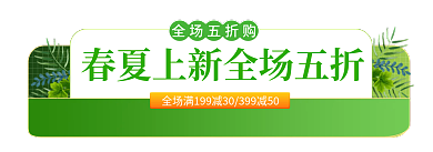 简约精致全场五折购促销标签胶囊banner