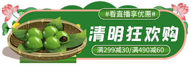 清明节手绘清明狂欢购绿色促销标签胶囊入口图