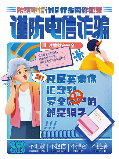 谨防电信凡是要求你汇款到海报