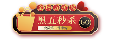 矢量手绘黑五秒杀GO商务电商胶囊banner