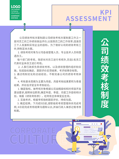 简约扁平风KPI包括指标管理制度系列海报