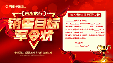 保险团队销售目标军令状展板