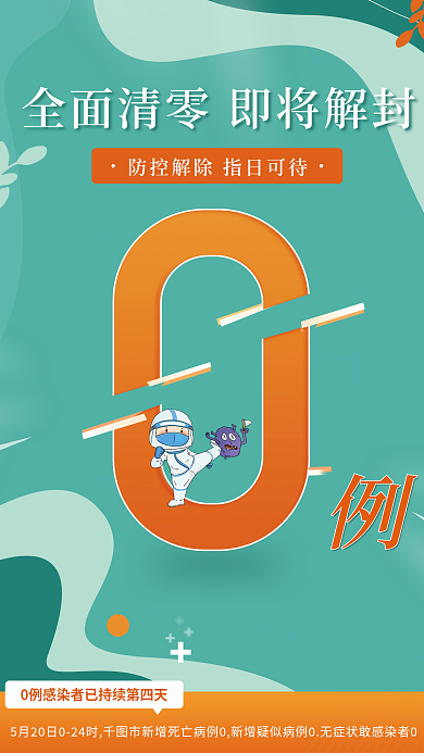 手绘疫情清零小区解除封禁通知海报