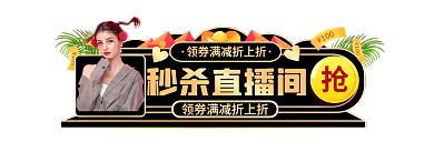 手绘风秒杀直播间100促销标签胶囊入口图