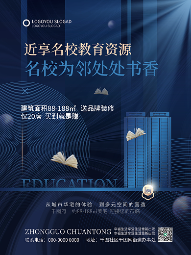 简约地产联系电话地址海报