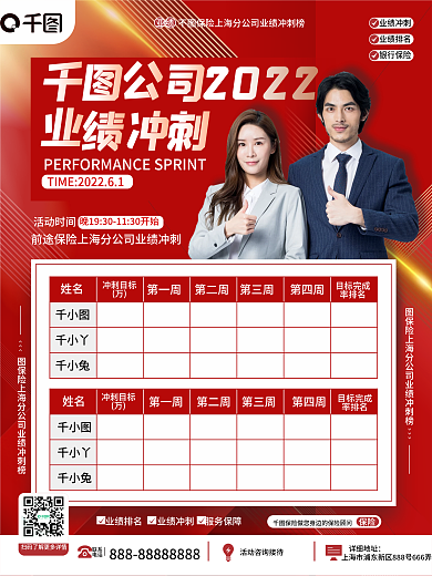 金融保险销售详细地址联系表表格海报