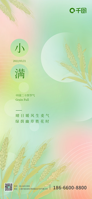 小满创意电话地址彩色启动页手机海报