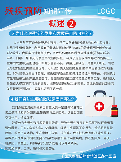 简约风延迟发生麻疹残疾预防系列展板海报