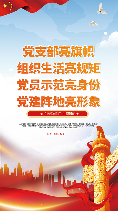 党建风会议强调要把创建主题活动宣传海报