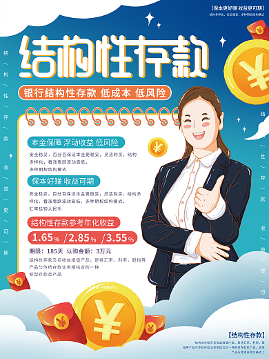 插画标结构多样化安全稳妥结构性存款海报