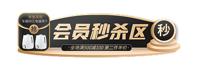 黑金风会员秒杀区恭喜获得简约主图标签胶囊入口图