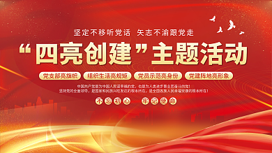 红色简约创建主题活动宣传展板