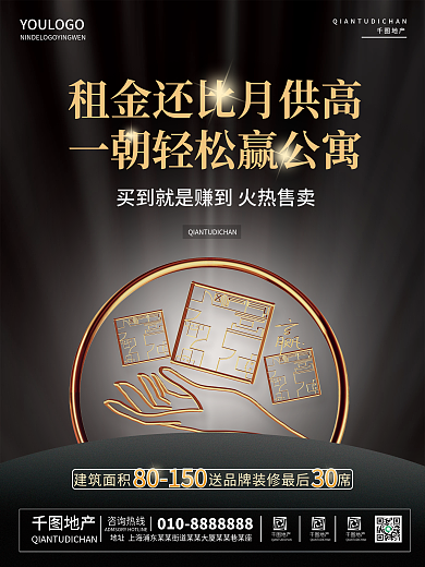 地产清盘火热招商宣传海报