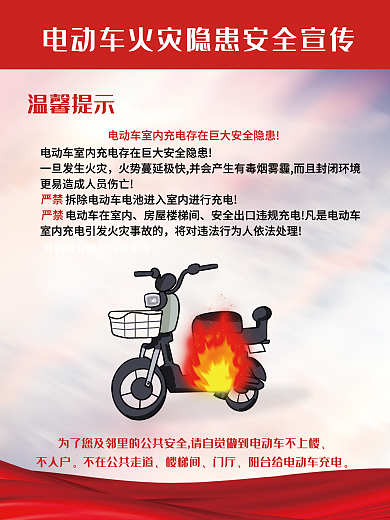 楼道内温馨提示房屋楼梯间电动车电动车消防安全