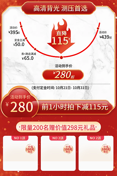 红色曲线图NO1送价值促销800直通车主图