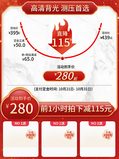 红色曲线图NO1送价值促销800直通车主图