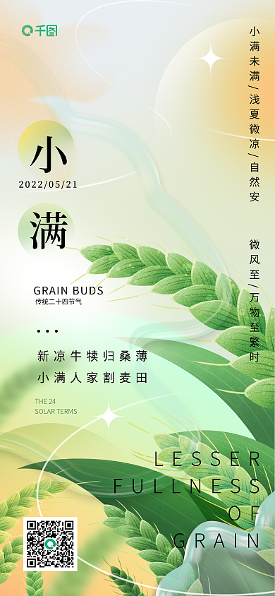 小满炫彩创意节气手机海报