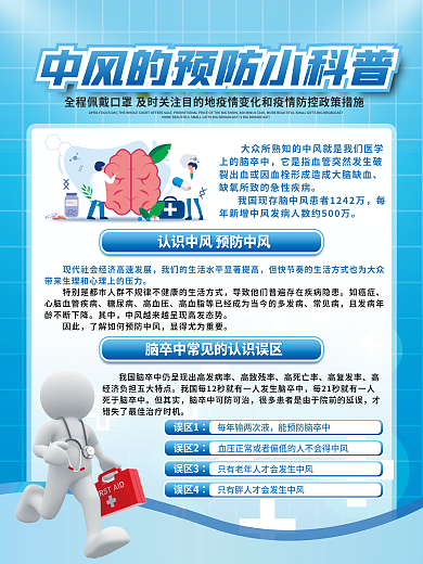 预防中风高致残率高死亡率科普海报