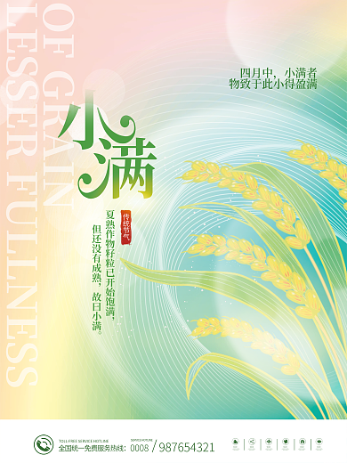 简约弥漫性0008传统节气小满节气海报