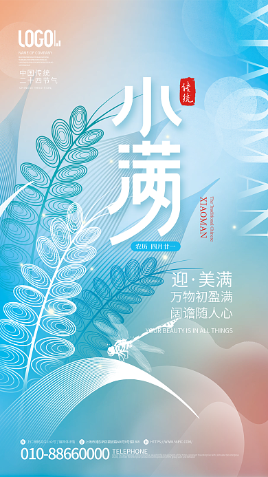 简约风中国传统二十四节气炫彩创意节气海报