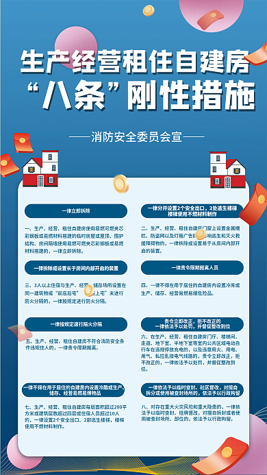生产经营租住八条刚性措施刚性措施海报