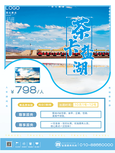 西北景点专业导游特色餐饮茶卡盐湖旅游海报