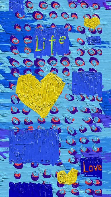 手绘蓝色手机壁纸