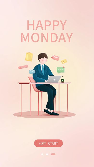 商务办公移动界面引导页粉