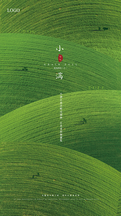 简约清新LOGO小满创意二十四节气小满节气海报