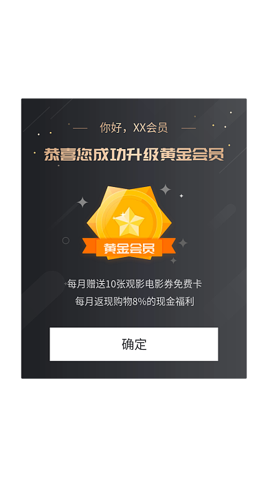 黑金高端黄金会员你好端会员奖牌奖章升级弹窗