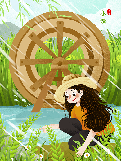 清新二十四节气小满节气插画