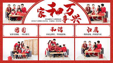 红色喜庆一朝辞此地四海遂为家全家福照片墙