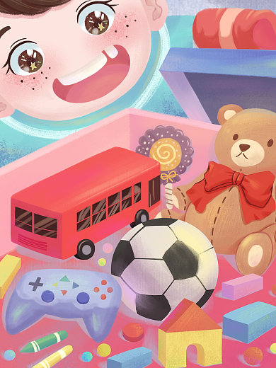 五彩缤纷六一儿童节玩具礼物盒