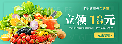 水果蔬菜FRESH点击领取›绿色大气网页banner