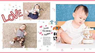 可爱宝宝亲子照记录成长日记照片墙