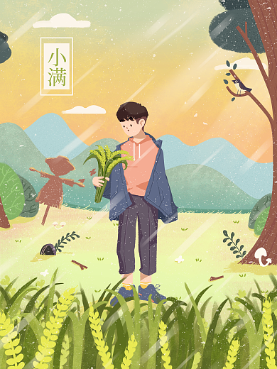 24节气小满游麦田颗粒饱满农时宣传