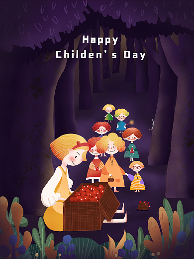 六一儿童节手绘HappysDay插画