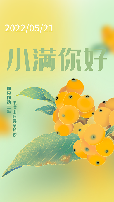二十四节气小满小满你好海报