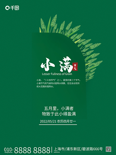 简约大气小满节气宣传海报