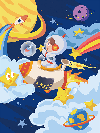儿童节太空插画