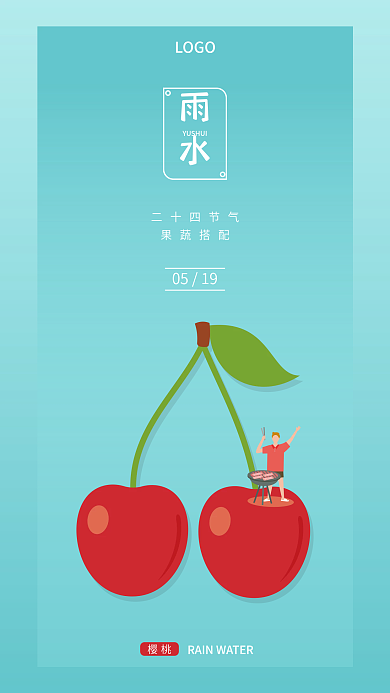 二十四节气果蔬系列手机海报雨水