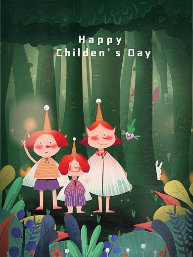 六一儿童节手绘HappysDay插画