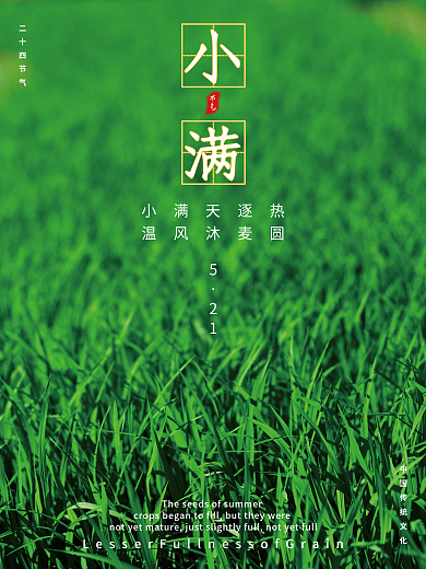 绿色节气21小满天逐热小满海报