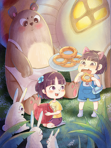 儿童节森林插画