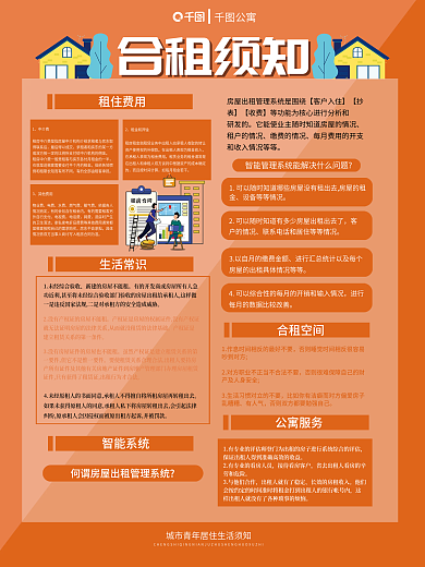 公寓管理合租须知文案宣传海报