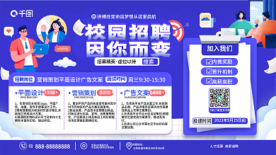 简约扁平风详细地址联系企业招募人才招聘展板