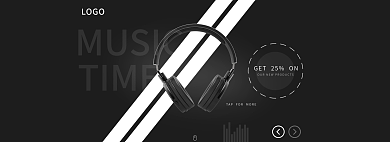 黑色耳机MUSICTIME高端黑