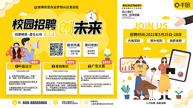 扁平小清新平面营销策划企业人才招募招聘展板