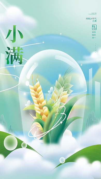 插画风小满05小满节日海报