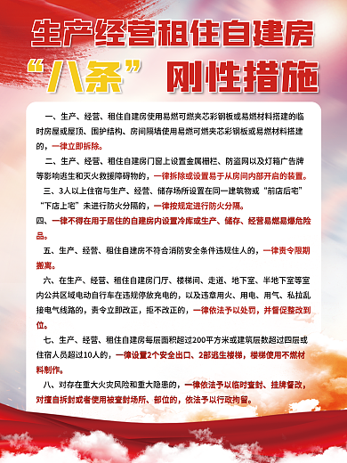 消防生产经营八条刚性措施八条刚性措施海报